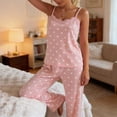 thumbnail image 5 of Fengactive Womens Heart Print Lounge Set Lace Trim Spaghetti Strap Top and Long Pants Sleepwear, 5 of 5