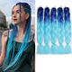 thumbnail image 1 of Trenza de pelo, 5 piezas Ombre Jumbo trenza de pelo, trenzas africanas, 24 pulgadas, 17.64 oz de trenza sintética, pelo trenzado de ganchillo (azul real/azul cielo #), 1 of 5