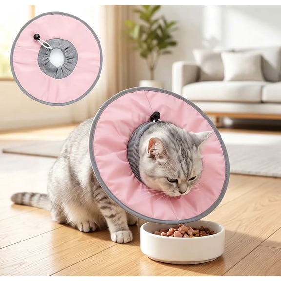 Gaoxin Cat Recovery Collar, Adjustable, after Surgery, Pink L, 11in Diameter, 13.8in Max Neck