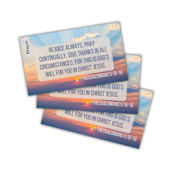 1 Thessalonians 5:16-18 Prayer Wallet Card 30 pk 2x3.5 Rejoice Always Pray Continually Give Thanks Sunset Beautiful Gift Pocket Bulk Church Members