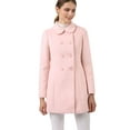 thumbnail image 1 of INSPIRE CHIC Women's Turn Down Collar Double Breasted Mid Length Overcoat, 1 of 7