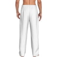 thumbnail image 6 of Cauagu White Mens Pajama Pants Sleep & Lounge Pants,PJ Bottoms with Pockets-Small, 6 of 7