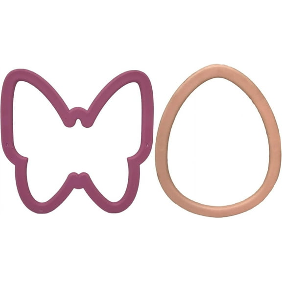 Easter Cookie Cutters 2-Pc Butterfly & Easter Egg, Plastic Cookie Cutters w/ Easy Grip