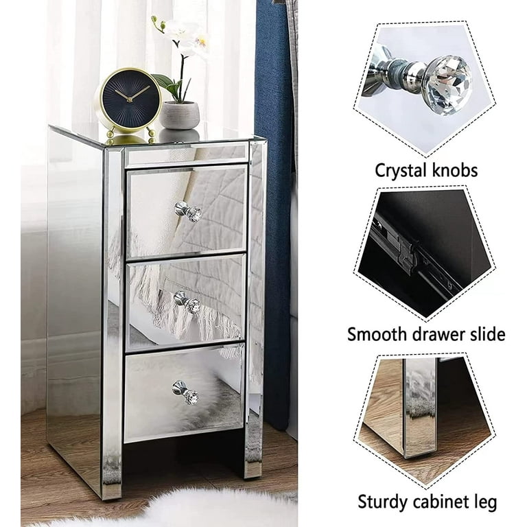 Cheap mirrored outlet nightstand set