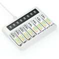 thumbnail image 2 of EBL 8Bay LCD Smart Charger with (4pcs) 1.2V AA Rechargeable Battery 2800mAh and (4pcs) AAA Batteries 1100mAh, 2 of 19