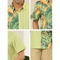 thumbnail image 6 of INSPIRE CHIC Men's Floral Stripes Patchwork Button Down Summer Printed Shirts S Yellow Green, 6 of 6
