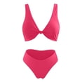 thumbnail image 5 of TAIAOJING Womens Bikini Set Two Piece Bikini Set For Solid V Neck Knot Front Push Up High Leg Thong Two Piece Swimsuit, 5 of 5