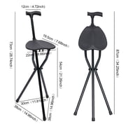 DENEST Portable Travel Hiking Chair Stool Tripod Folding Walking Stick with Seat Cane