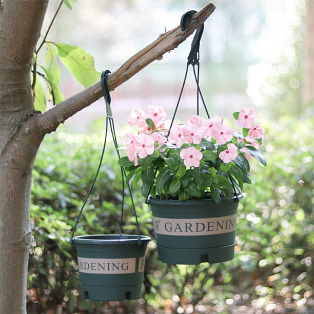 Maceta colgante de jardín, maceta colgante de plástico, colgador de plantas con gancho