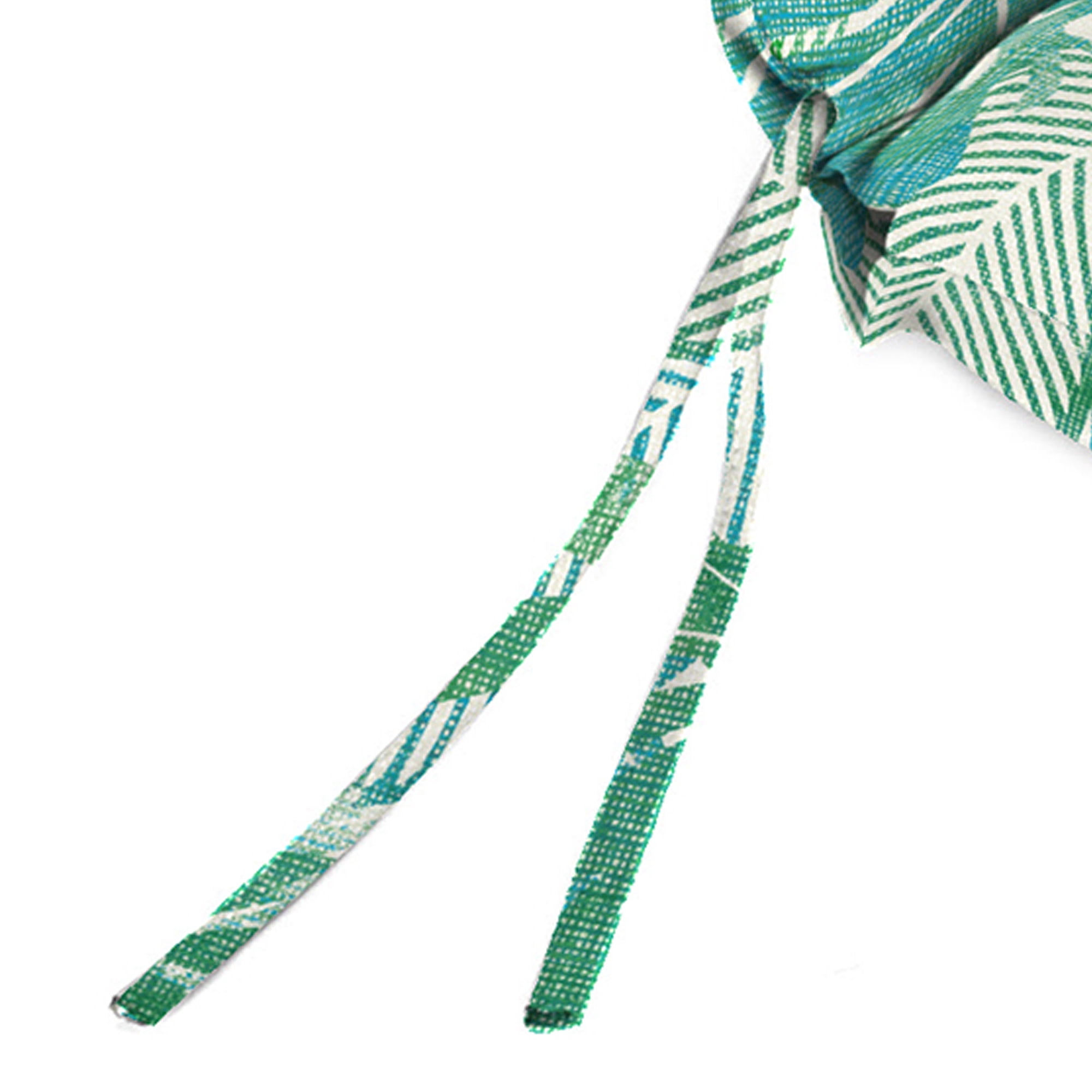 Jordan Manufacturing 44" x 22" Wesley Bayou Green Leaves Rectangular Outdoor Chair Cushion with Ties and Hanger Loop