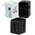 thumbnail image 2 of Adaptador de viaje Universal 1A 2.1A Dual USB, enchufe EU US AU UK, adaptador de enchufe convertidor multifunción, cargador USB fusionado, blanco y negro, 2 of 5