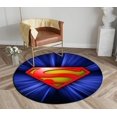 thumbnail image 1 of DEYOU Superman Round Area Rugs Diameter 4 x 4ft Floor Carpet Mat for Living Dinning Room Bedroom Kitchen Hallway Office Decor, 1 of 5