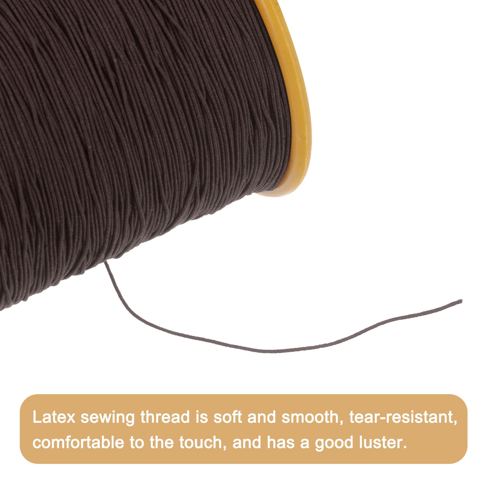 Uxcell 2pcs Elastic Sewing Thread 547 Yards 0.5mm Thickness Latex Sewing Thread for Hand Sewing, Gathering, Brown