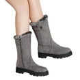 thumbnail image 2 of Daolelai New Autumn and Winter Women's Leather Boots Snow Boots Short Boots Mid-Heel, 2 of 9