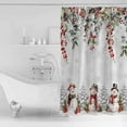 thumbnail image 4 of 72x78 Inch Shower Curtain Christmas Snowman Bathroom Decor Waterproof Fabric Bathtub Bath Curtains Decorative Xmas Snowflake Berry Botanical Extra Long Shower Curtain Set with Hooks, 4 of 6