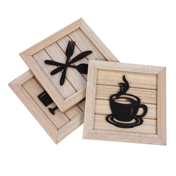 Minkissy 3pcs Farmhouse Kitchen Signs Rustic Wood Beige Decorative Hanging Sign for Home Atmosphere Enhancement