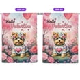 thumbnail image 2 of Hello Valentine’s Day Yorkshire Terrier Flower Crown Romantic Pink Floral House Flag 28x40in Double Sided Yorkie Dog Lover Gifts Outdoor Decor - 00031, 2 of 5