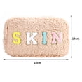 thumbnail image 2 of EIMELI Lamb Velvet Cosmetic Bag Embroidered Letter Storage Bag Flash Border for Camping (Khaki), 2 of 10