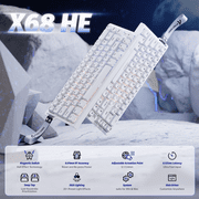 ATTACK SHARK X68 HE 60% Wired Mechanical Gaming Keyboard, Rapid Trigger, Adjustable Actuation, Hall Effect Magnetic Switches, 8KHz Polling Rate, RGB Backlit, PC/Mac Compatible, White