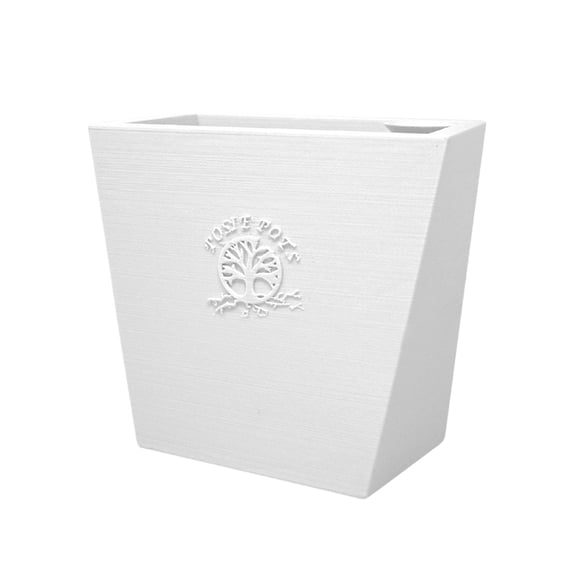 Posie Pot 5 inch, Medium, White, Twisted Square Self Watering Planter, 3D Printed