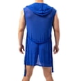 thumbnail image 4 of Men's Hooded Robe, Soft Lightweight Bathrobe for Men with Pockets, Casual Long Sleeve Lounge Robe for Home, Shower, or Pool, 4 of 8