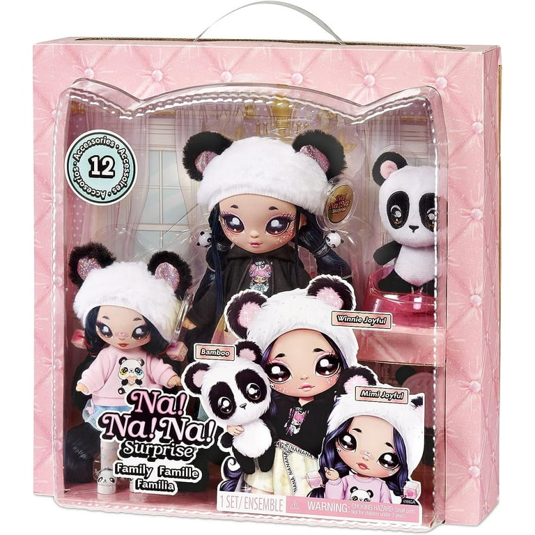 Na! Na! Na! Surprise Family Soft Doll Set with 2 Fashion Dolls and 1 Pet  Panda , Features 12 Accessories, Long Hair Dolls in Removable Fashions and