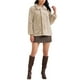 thumbnail image 2 of Abrigo de piel sintética para mujer con solapa, abrigo cálido con bolsillos, chaquetas esponjosas de invierno M color caqui, 2 of 6