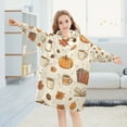thumbnail image 5 of FORMRS Wearable Blanket Hoodie with Sleeves for Kids Cozy Flannel Sweatshirt, Fall Beige Pumpkin, 5 of 7