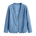 thumbnail image 5 of LEKODE Women Relaxed Fit Long Sleeve Button Front Layering Coat Lightweight All Season Daily Outfit Navy 3XL, 5 of 9