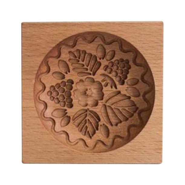 Xihbxyly Juego de Cortadores de Madera, Molde con Diseño de Rosas, Molde de Piña, Hecho de Madera de Haya y Aceite de Linaza, Seguro y Duradero, Herramienta para Hornear Galletas y Pan de Jengibre, F