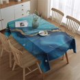 thumbnail image 2 of Blue Gold Marble Pattern Rectangle Tablecloth 60"x84",Waterproof Polyester Rectangle Table Cloth, Wipeable Spillproof Polyester Tablecloth for Dining, Camping, Indoor and Outdoor, 2 of 5