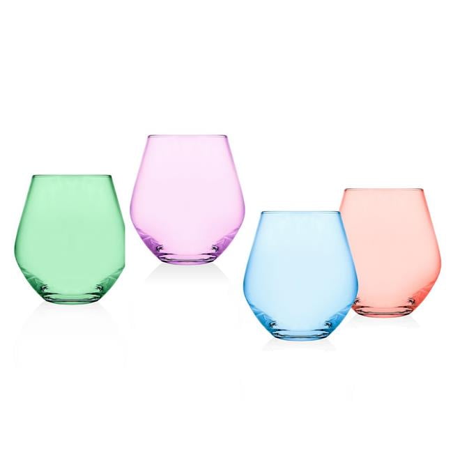 Godinger 22653 17 oz Meridian Color Stemless Glass Set of 4 Walmart
