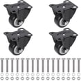 thumbnail image 1 of Juego de 4 ruedas giratorias fijas de poliuretano de 1,6 pulgadas, color negro, con 48 tuercas y tornillos de acero inoxidable. Ideales para muebles, bancos de trabajo, oficinas y sillas giratorias., 1 of 5