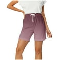 thumbnail image 2 of Ahuyic Womens Shorts,Plus Size Pants for Women,Casual Womens Fashion Print Color Elastic Waist Bandage Short Pants,Brown,XXL, 2 of 4
