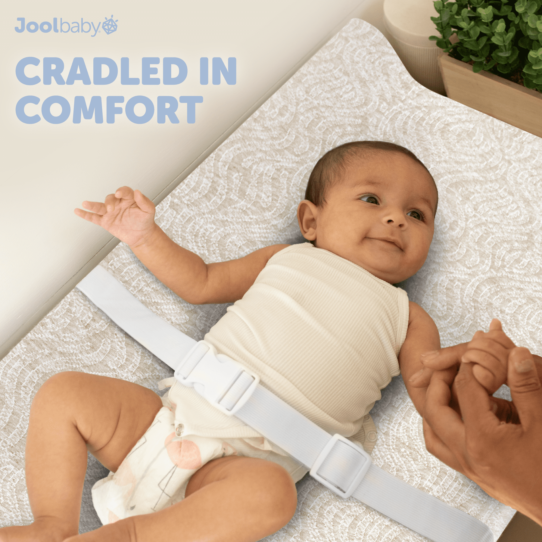 Jool Baby Soft Changing Pad + Washable Cover, Non-Slip - Fits Standard Changing Tables & Dressers (Wave Pattern, Oatmilk)