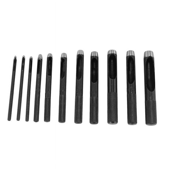 TOP! 11Pcs Round Hole Punch Set For Watch Band, Leather, Gasket Belt, Fabric, Canvas Clothes, Eyelet(1-10Mm) Hollow Cutter Tool