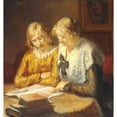 thumbnail image 3 of Michael Ancher 12x13 Black Modern Framed Museum Art Print Titled - Two Young Girls Sit at the Table and Read in a Book (1917), 3 of 5
