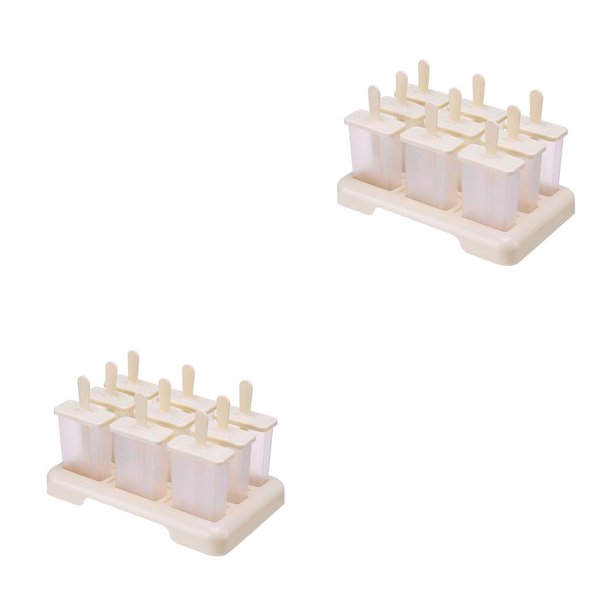 Matsuzay Molde de helado de forma cuadrada de 2/4/6 rejillas, máquina para hacer postres y frutas hecha a mano, bandeja reutilizable para cubitos de Beige 9 rejilla de plástico 2piezas Matsuzay CBP032788
