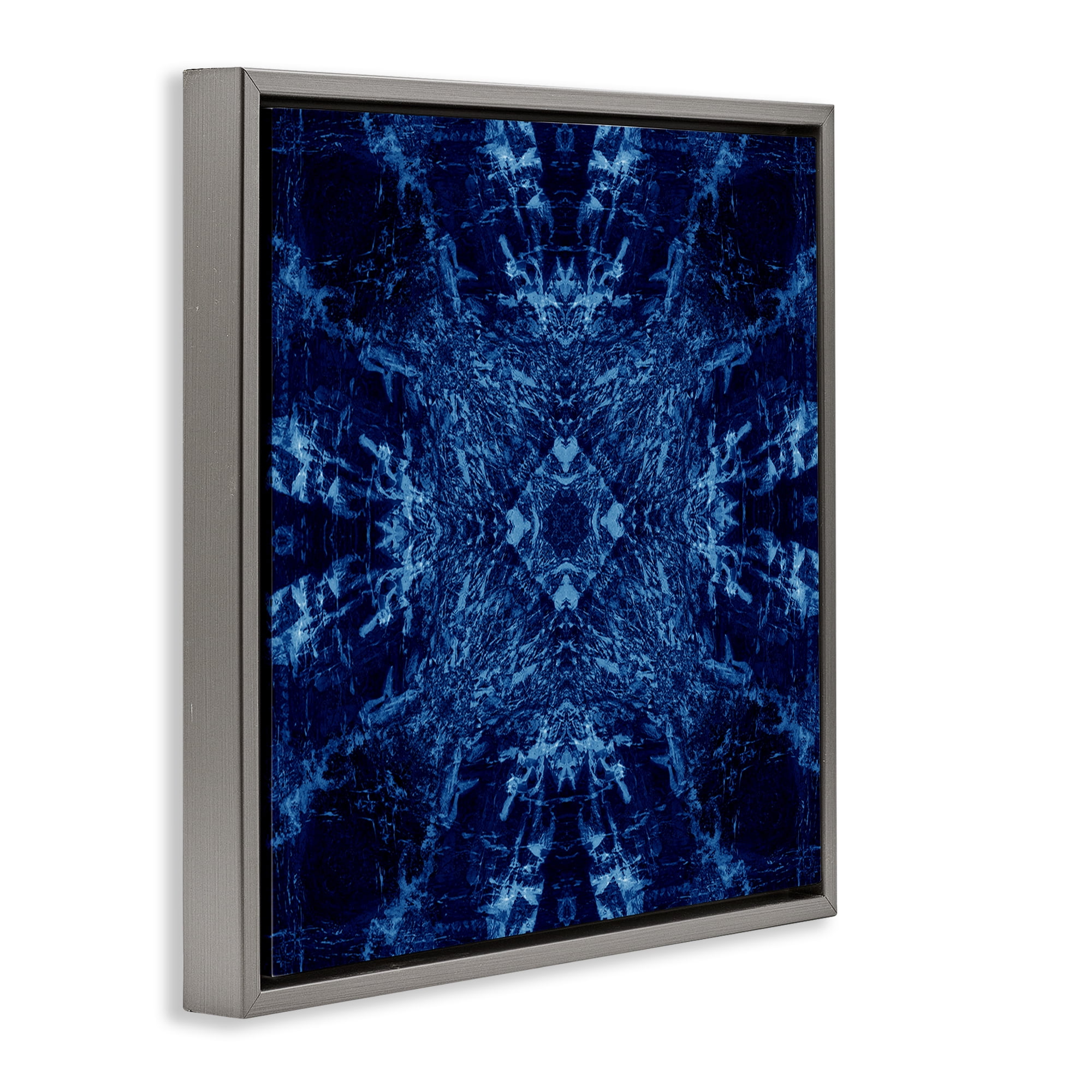 Stupell Industries Dark Tie Dye Style Abstract Painting Gray Floater Framed Canvas Art Print Wall Art, 25 x 25