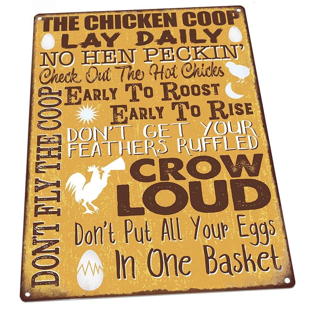 ladiy Wood Chicken Coop Hanging Plates Chicken Signs Gift Home Decoration Statues