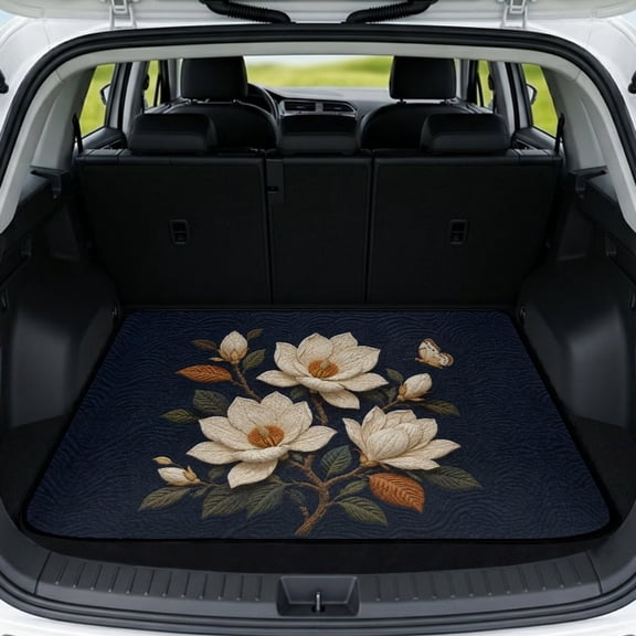 DISNIMO Car Cargo Mat All Weather Heavy Duty Trunk Liner Floor Mat Machine Washable Dog Cargo Cover Universal Protective Mat for SUV Truck Sedan Vehicles, Floral Butterfly Print