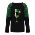 thumbnail image 4 of St Patricks Day Shirt Women Funny Patchwork Long Sleeve Top Shamrock Print Shirt Crew Neck Casual Shirts Cute Festival Outfits Green Tops for Women, 4 of 9