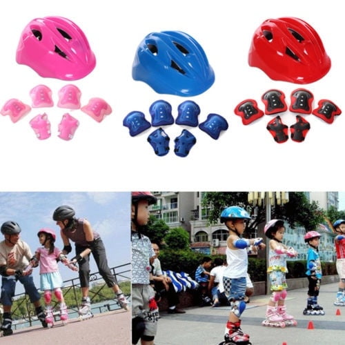 7PCS/Set Universal Children Kids Protective Gear Set Comfortable Scooter Skate Roller Cycling Knee Pads Elbow Pads Set 