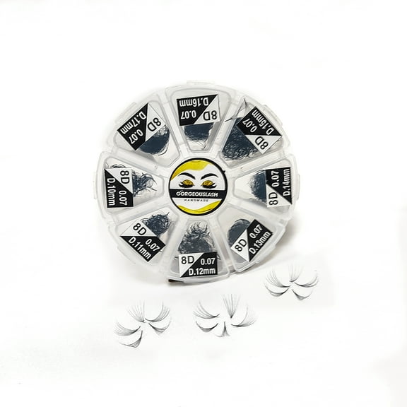 Mixed Length 8D Lashes, Curl D. 1200 Premade Volume Fans. Eyelash Extension. Handmade and Gorgeously-Crafted!