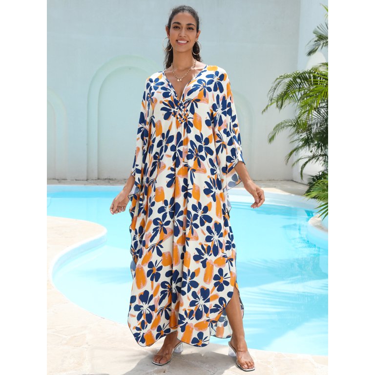 caftan dress beach cover up Boho Chic Plus Size Women'S Long Kaftan Dress