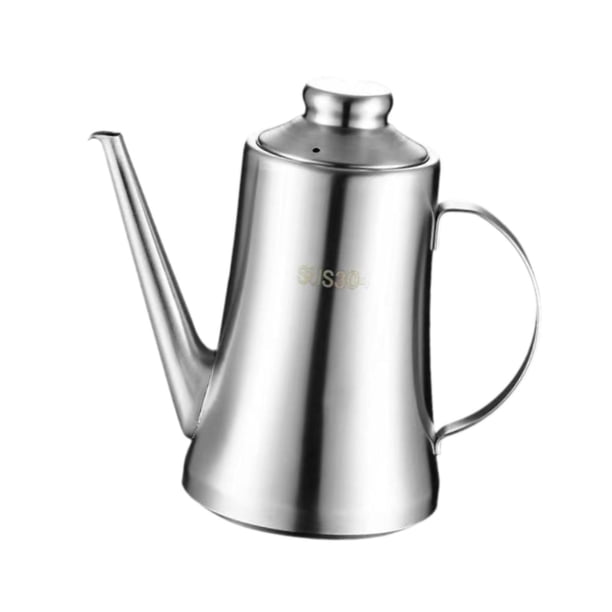 Olla de aceite de acero inoxidable para verter aceite, lata de aceite a prueba de polvo, fácil de limpiar, dispensador de aceite, olla para ensalada,