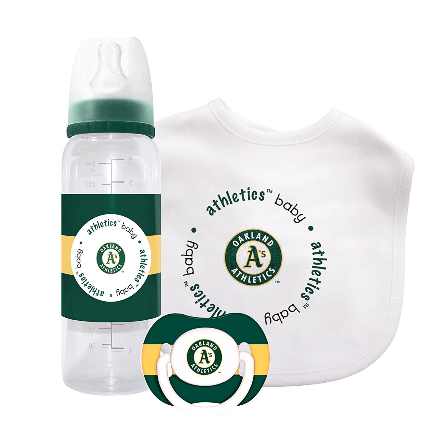 MLB Oakland Athletics Baby Gift Set, This combination of a bib, bottle and pacifier covers all the essential needs of... by Baby Fanatic