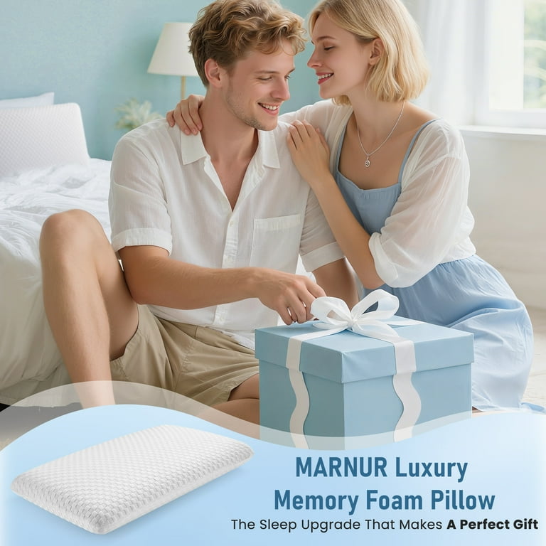 MARNUR Cooling Memory Foam Pillow, Neck Support Bed Pillow with Extra Height Pad, Adjustable Support for Side, Back Hot Sleepers, x