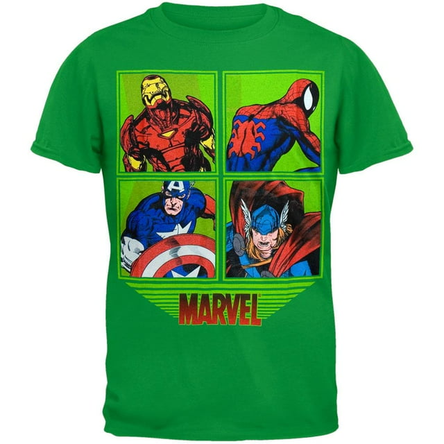 Marvel Héros - T-Shirt Jeunesse avec Personnages Encadrés