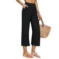 thumbnail image 6 of Women's Cotton Linen Three Quarter Pants High Waisted Solid Color Casual, 6 of 7